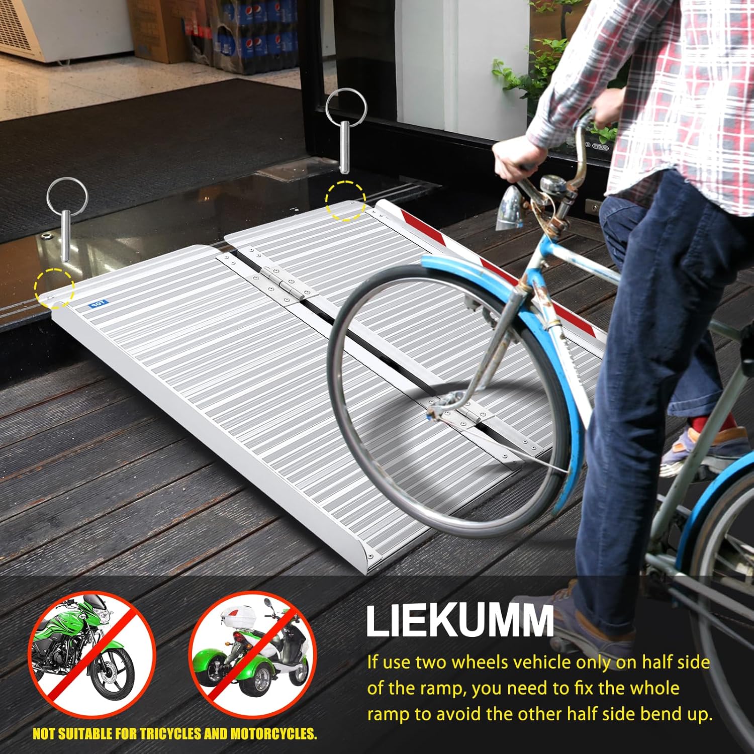 LIEKUMM 121cm Folding Wheelchair Ramp | 300kg Portable Aluminium