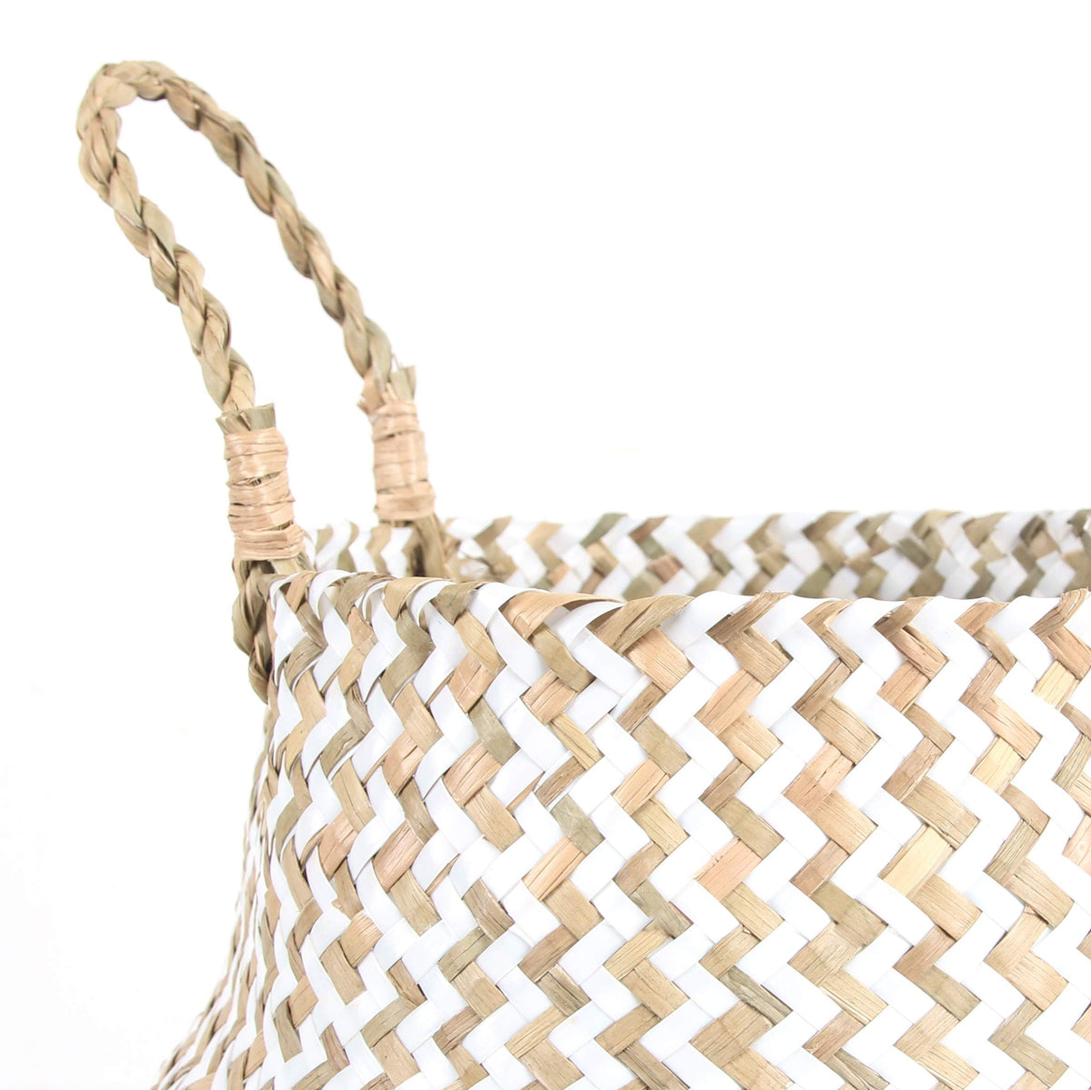 FEILANDUO Laundry Basket Wicker Woven Belly Baskets Decor Home Storage for Fruit Hand-woven Seaweed Collapsible with Handle for Organizer Plant Pot - image 4