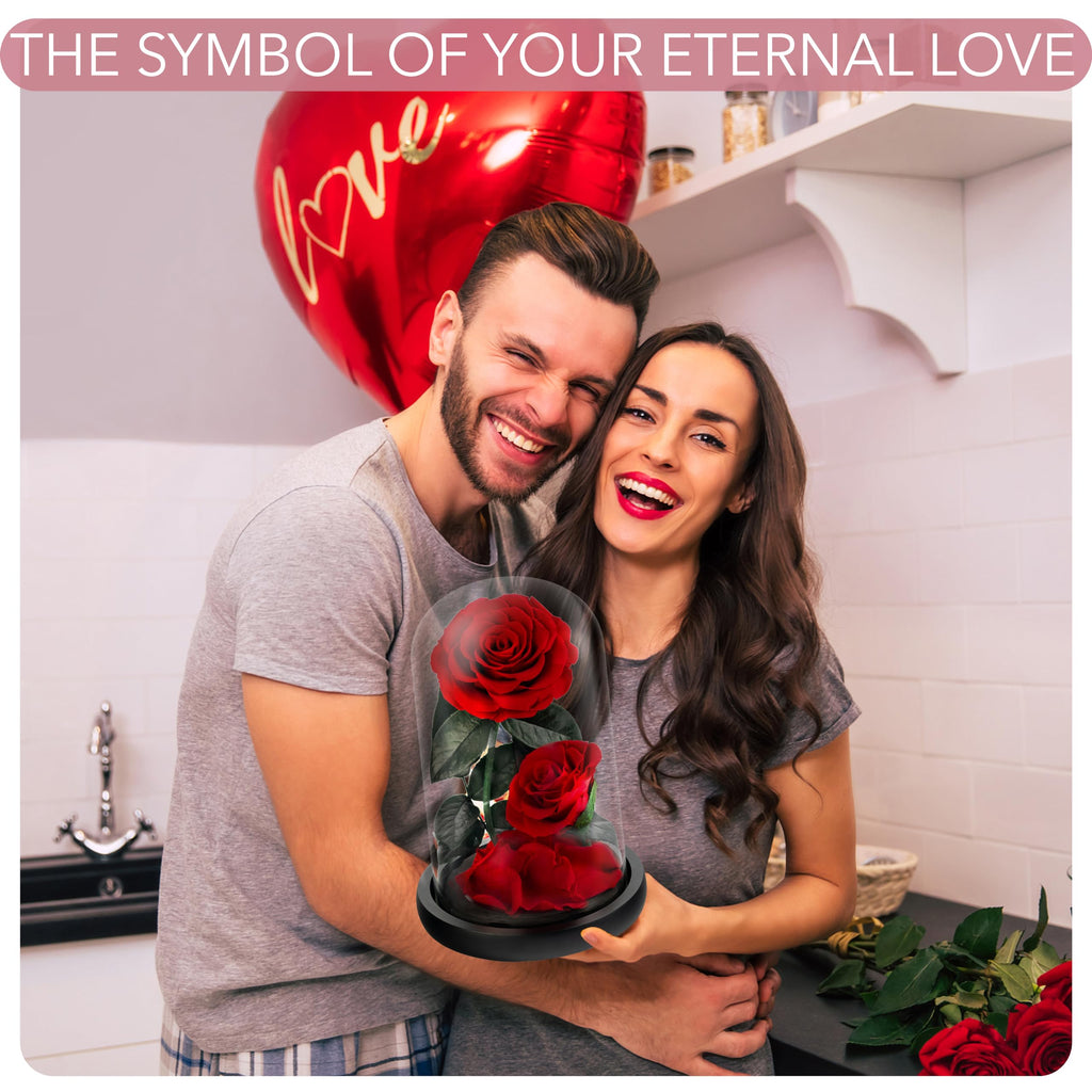 LOVAPPY Preserved Eternal Rose in Glass Dome – Infinity Flower Gift