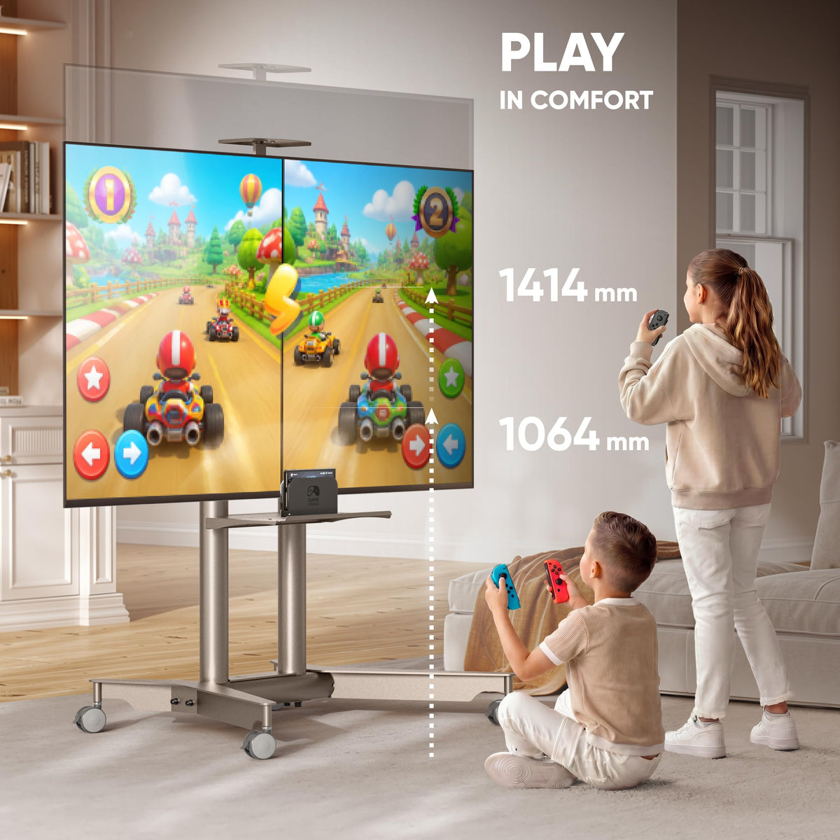 ONKRON Mobile TV Stand 32-75 Inch up to 50 kg, max VESA 600x400, TS1571-C - image 3