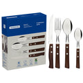 Tramontina 24-Piece Cutlery Set | Wooden Handle Steak Knives & Flatware