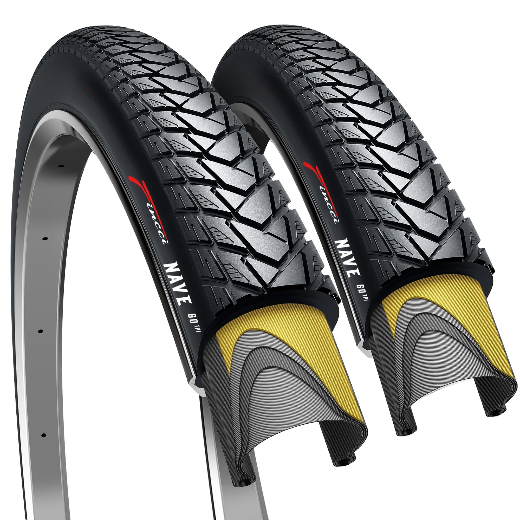 Fincci 700x35c Gravel Bike Tyres | Foldable Puncture Resistant Tires (Pair)