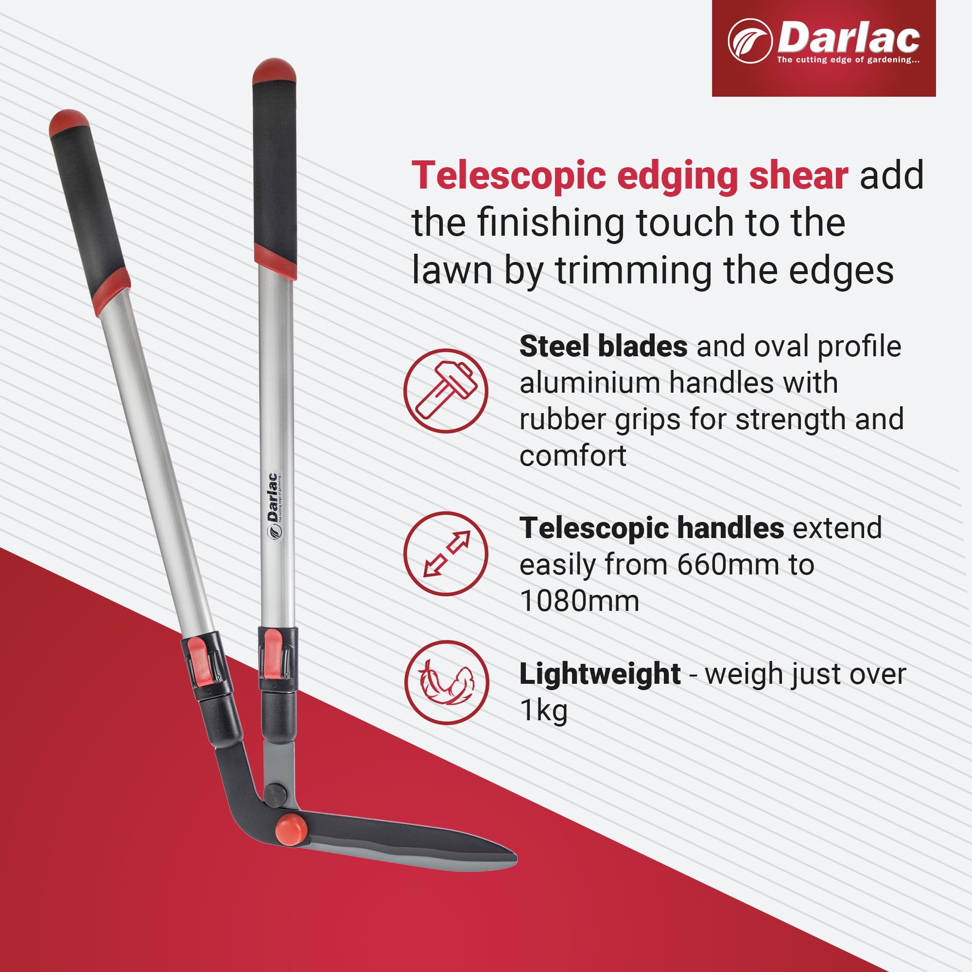 Darlac Telescopic Edging Shears – Extendable Handle Lawn Grass Trimmers