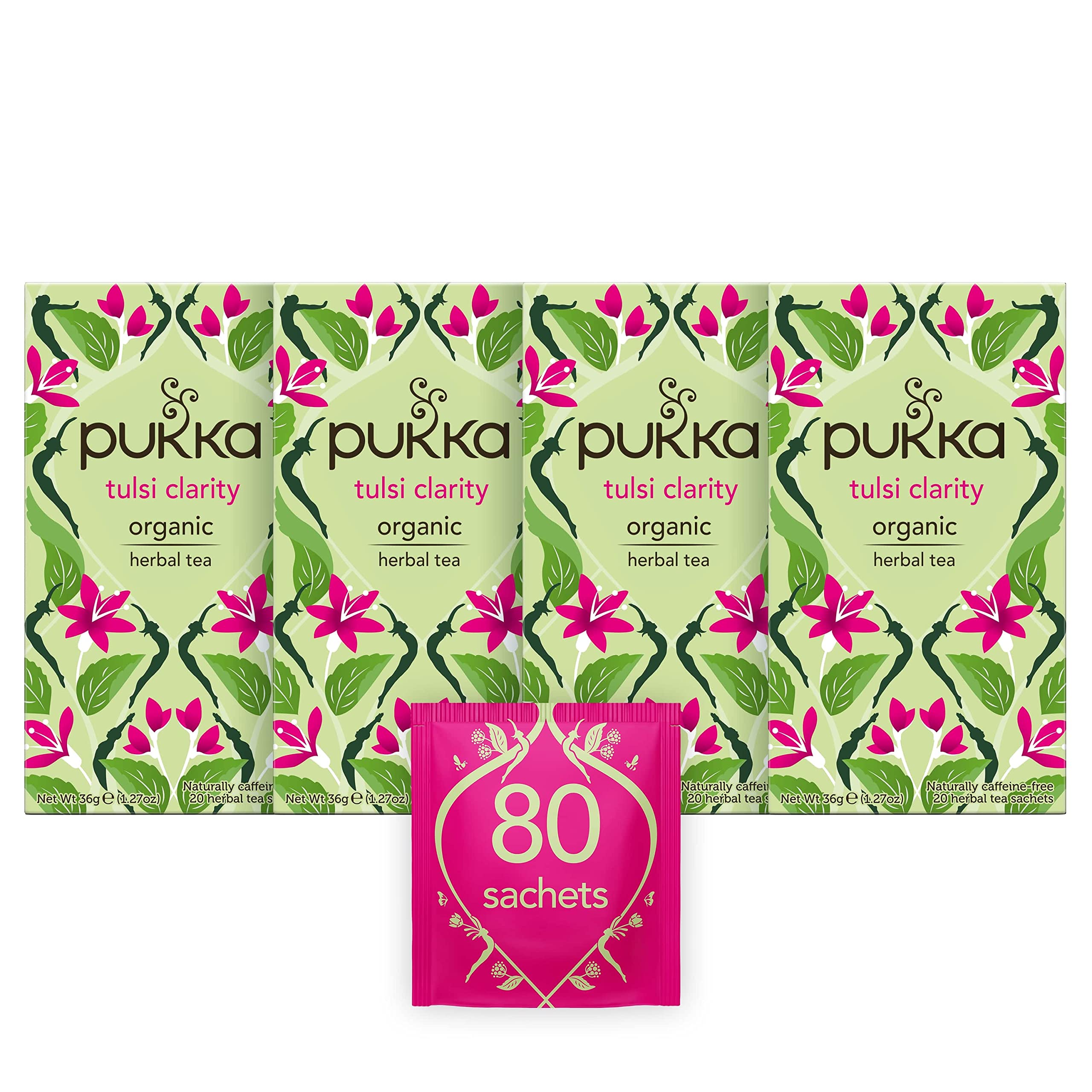 Pukka Herbs Tulsi Clarity Organic Herbal Tea - Holy Basil - 80 Sachets