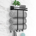 Jolof Store Wall Mounted Towel Rack with Metal Shelf and 5 Hooks