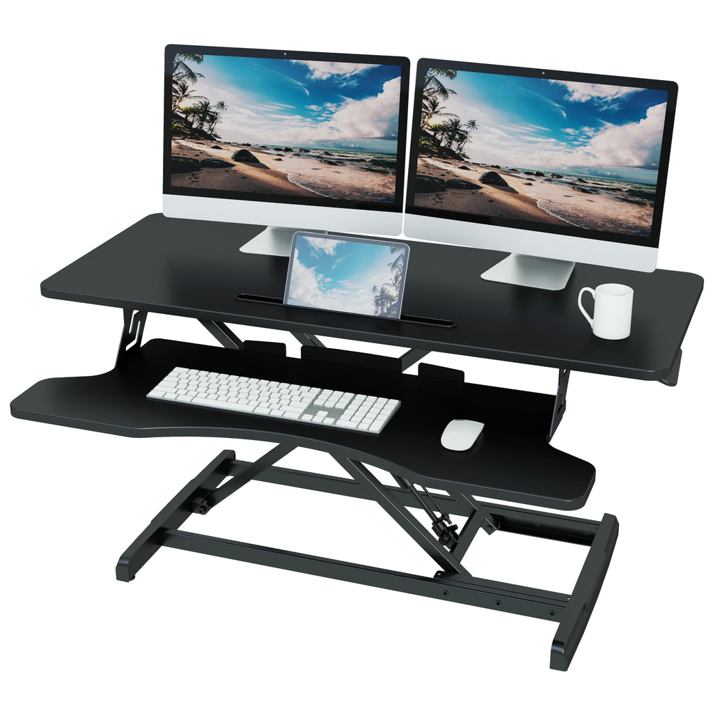 Lubvlook Standing Desk Converter | 37.4" Sit Stand Riser with Keyboard Tray