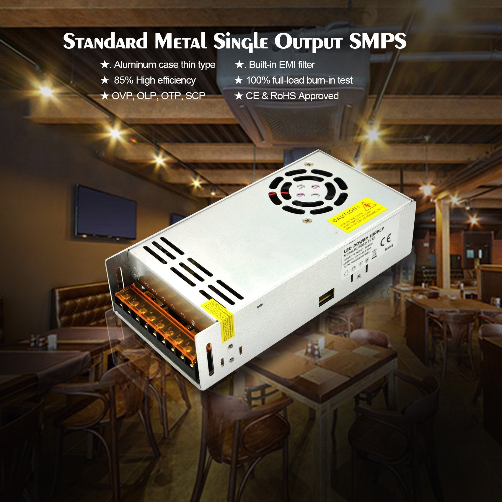 Dapenk 12V 600W LED Driver Power Supply Transformer – 50A DC Adapter