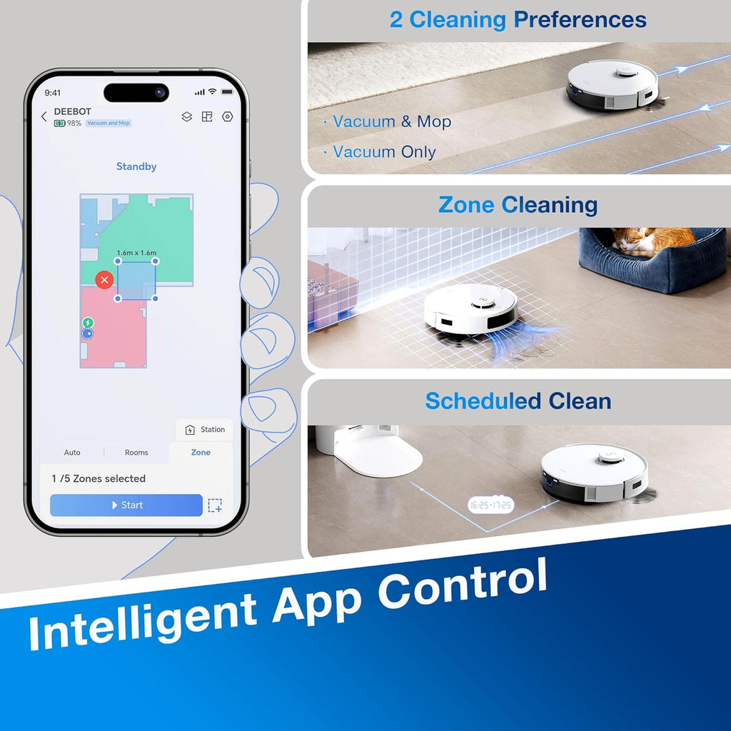 ECOVACS DEEBOT N20 Robot Vacuum and Mop – 8000Pa Suction & Anti-Tangle