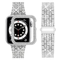 wutwuk Bling Apple Watch Strap 44mm | Silver Rhinestone Metal Band