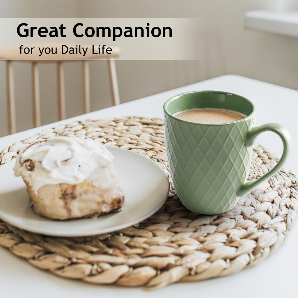 MIAMIO 6-Piece Ceramic Coffee Mug Set - 400ml Matte Stoneware - Green