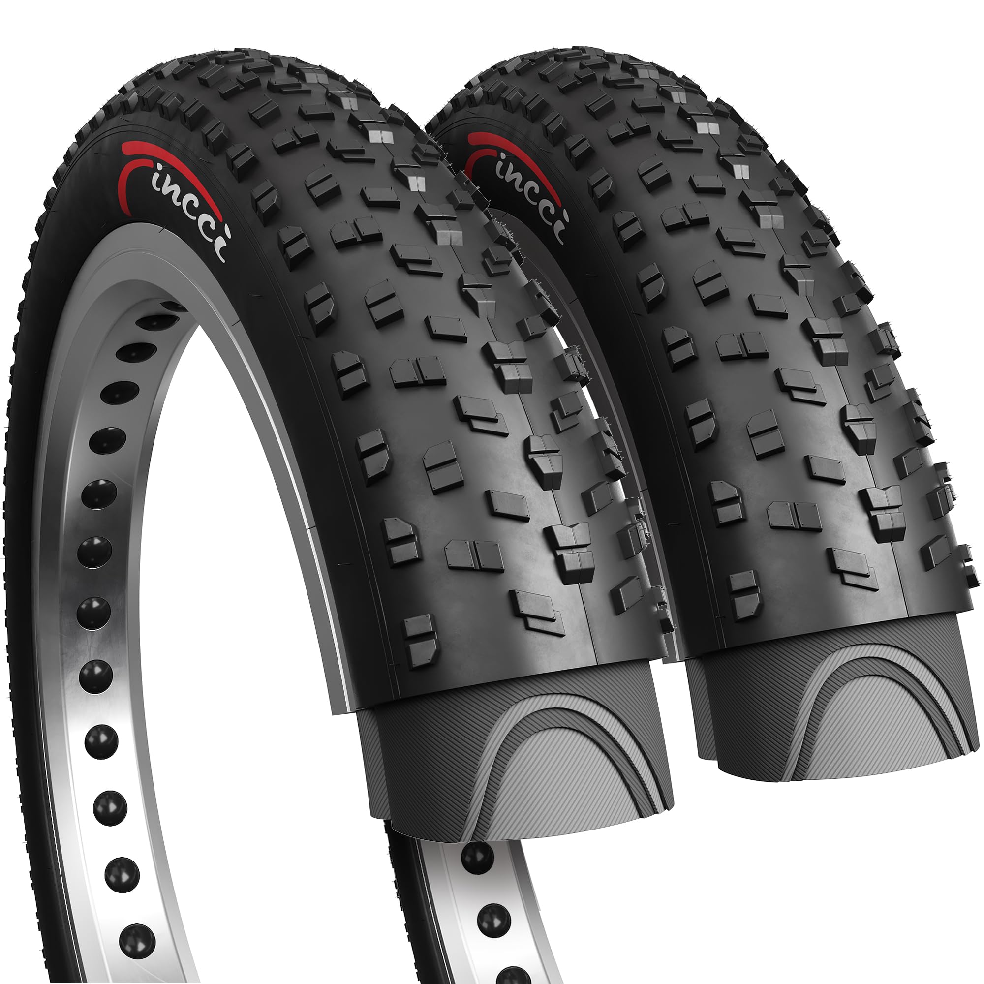 Fincci 26 x 4.0 Fat Bike Tyres - Foldable Pair for MTB & E-Bikes