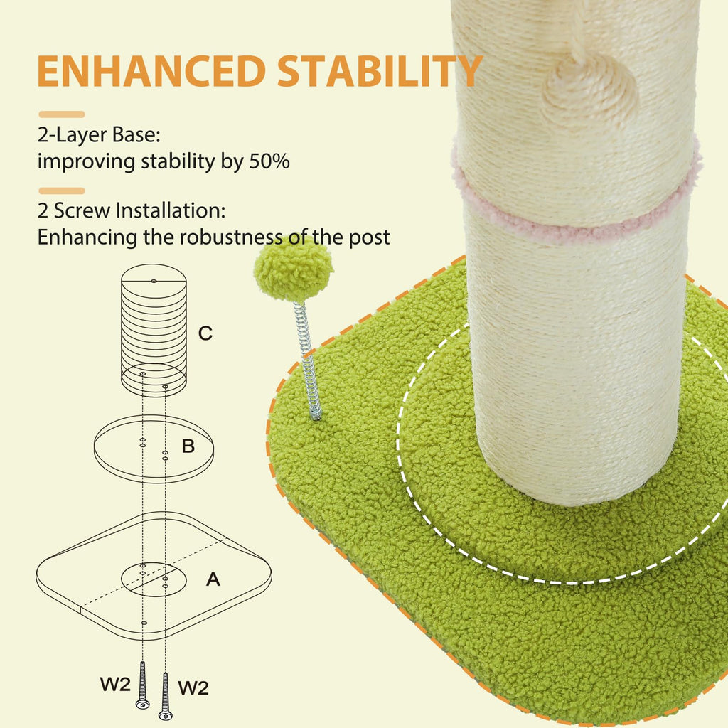 PAWZ Road Tall Cat Scratching Post with Plush Bed and Sisal Rope – Grey