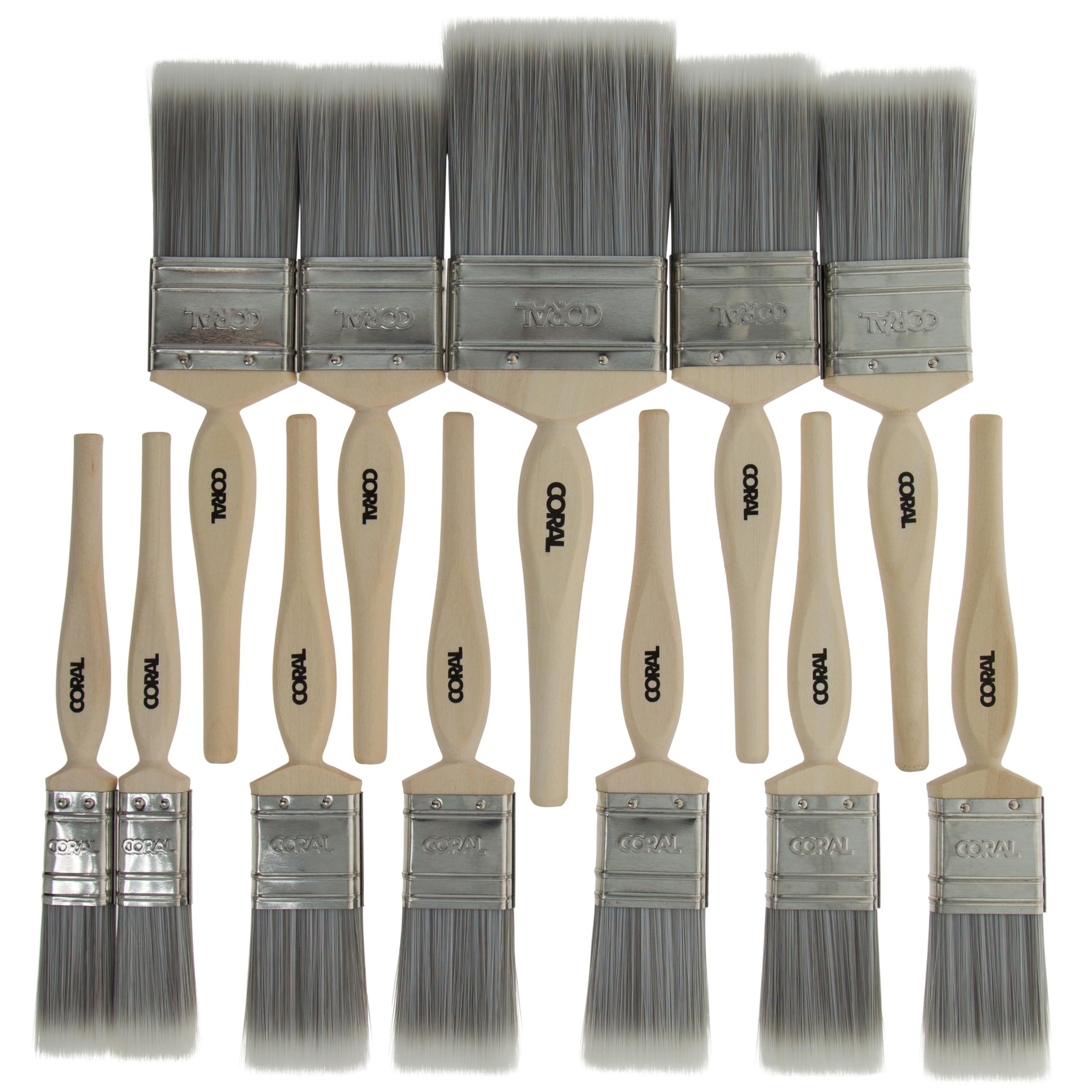 Coral Painter's Dozen Paint Brush Set | 12Pk FSC Wood Trade Quality
