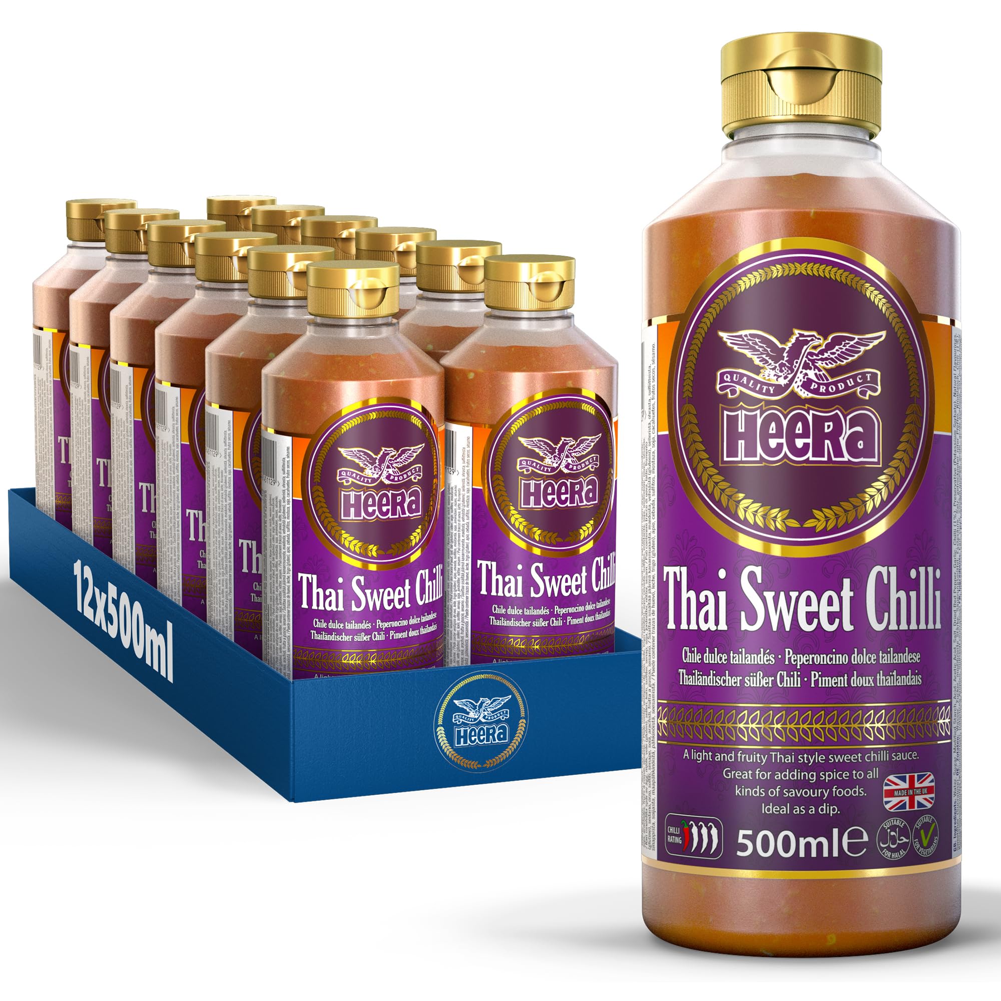 Heera Thai Sweet Chilli Dipping Sauce - 500ml Bottle (Pack of 12)