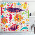 Abakuhaus Sea Animals Shower Curtain | Waterproof Turkish Fabric – 94" x 69"