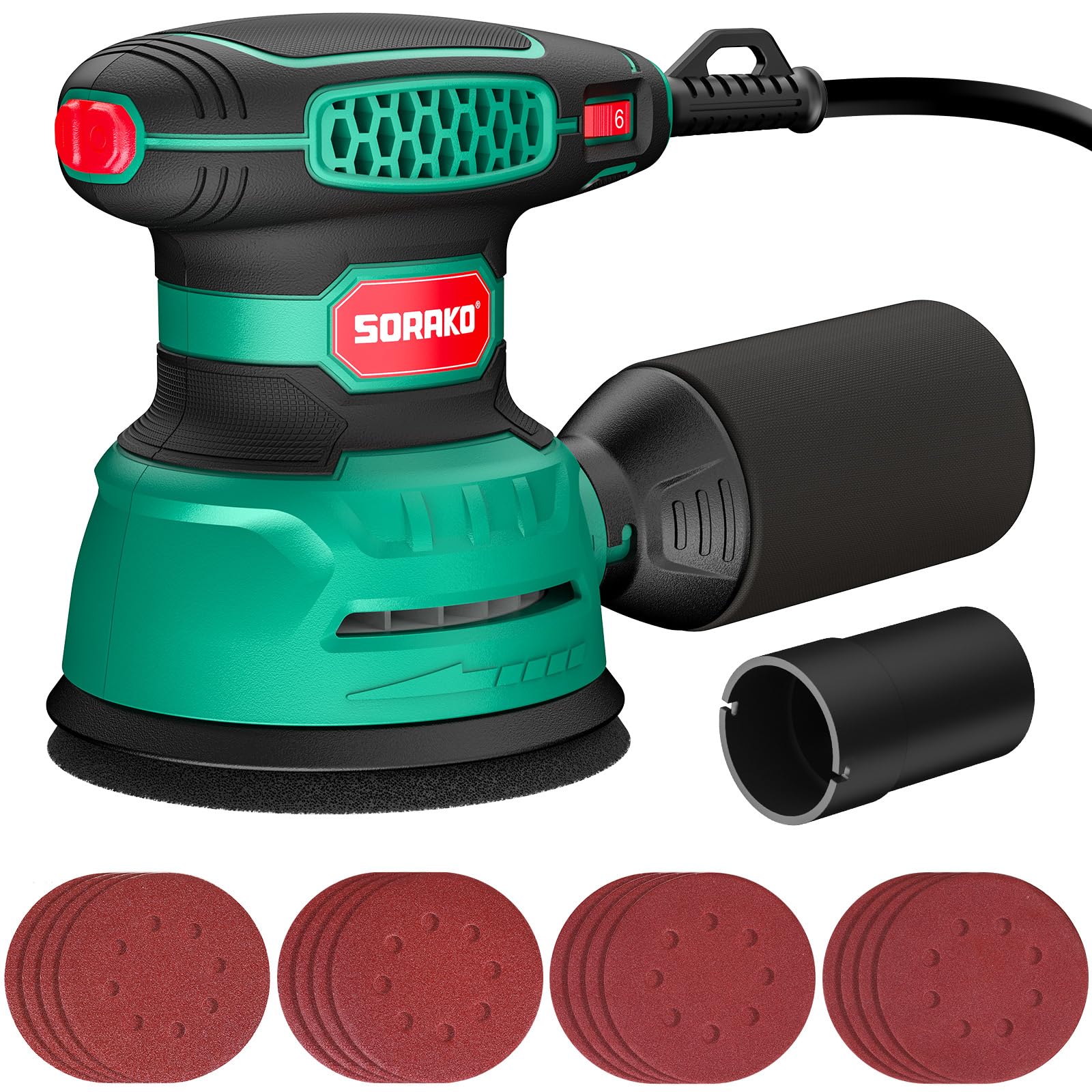 SORAKO 350W Random Orbital Sander - 125mm with 6 Adjustable Speeds