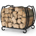 Mutool Metal Firewood Rack - Indoor Outdoor Fireplace Log Holder, Black