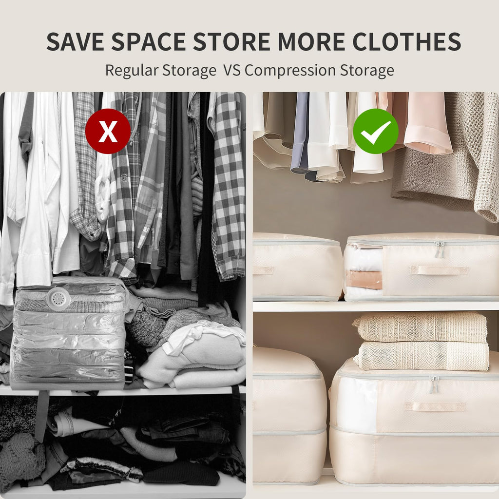 DIMJ Space-Saving Compression Storage Bags - 2 Pack Foldable Duvet Storage Organisers Large Compression Packing Cubes with Clear Window for Moving - image 4