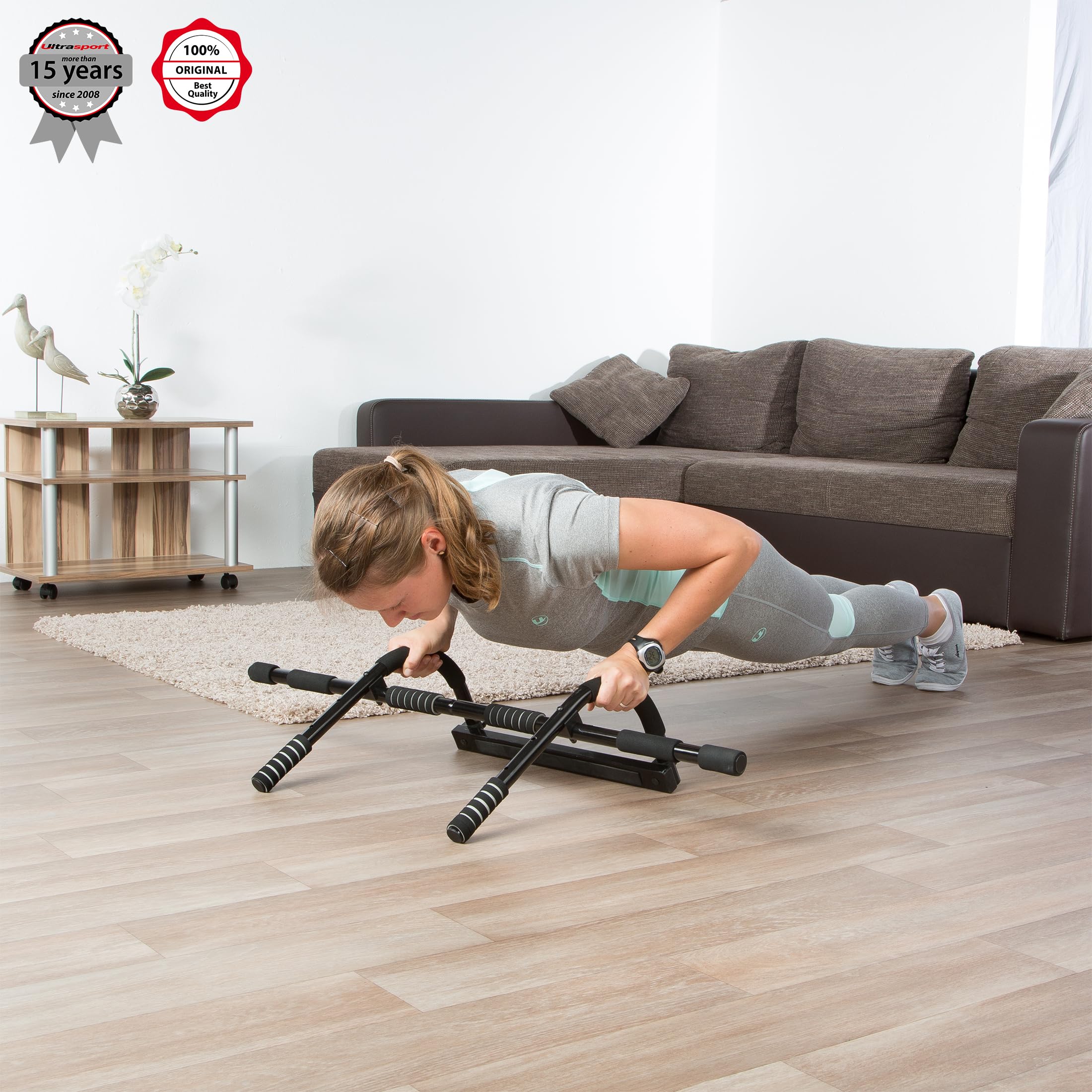 Ultrasport 4-in-1 Door Pull-Up Bar – Steel Upper Body Trainer, Black