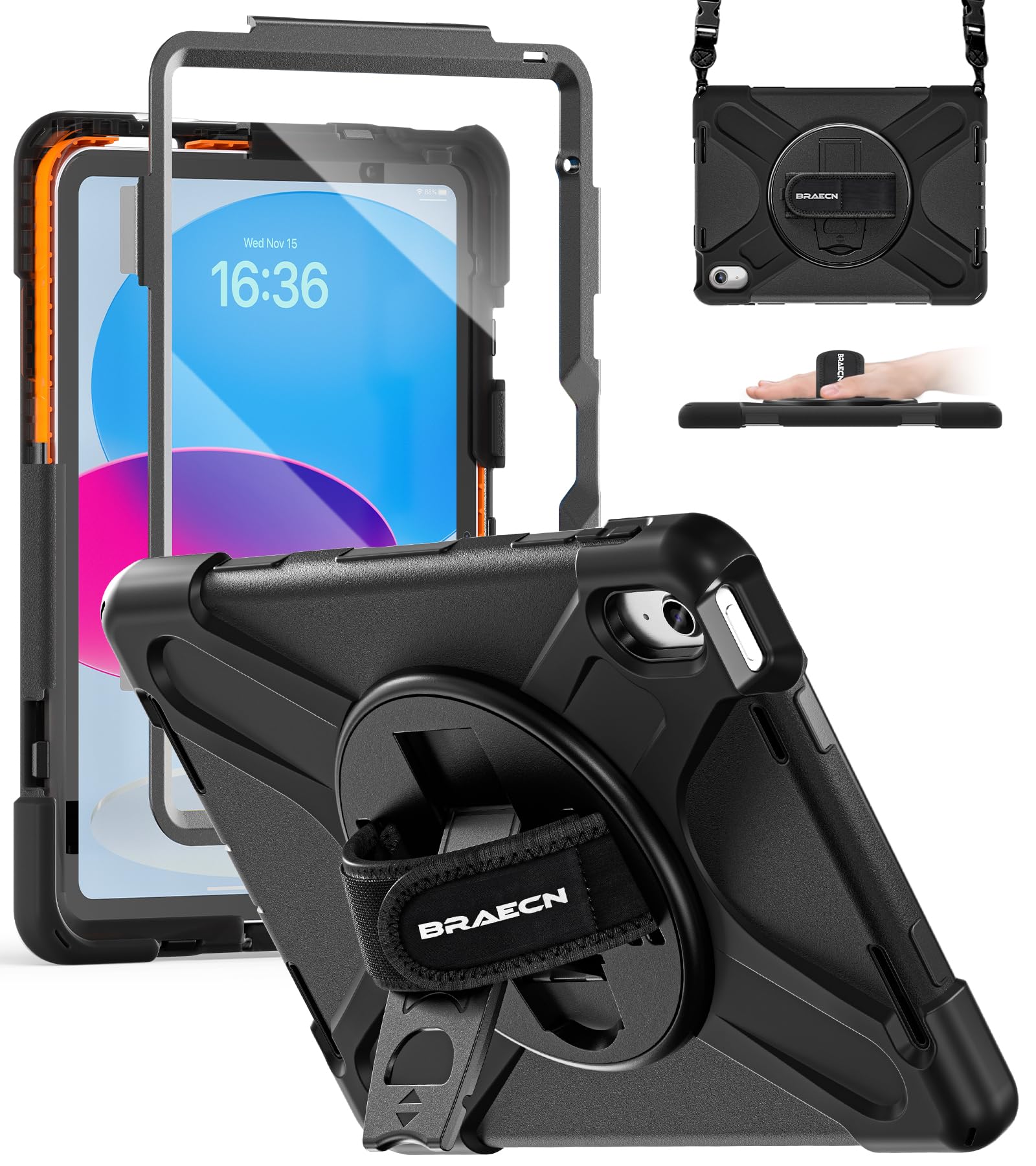 BRAECN iPad 11th/10th Gen Case - Heavy Duty Shockproof Cover with Stand