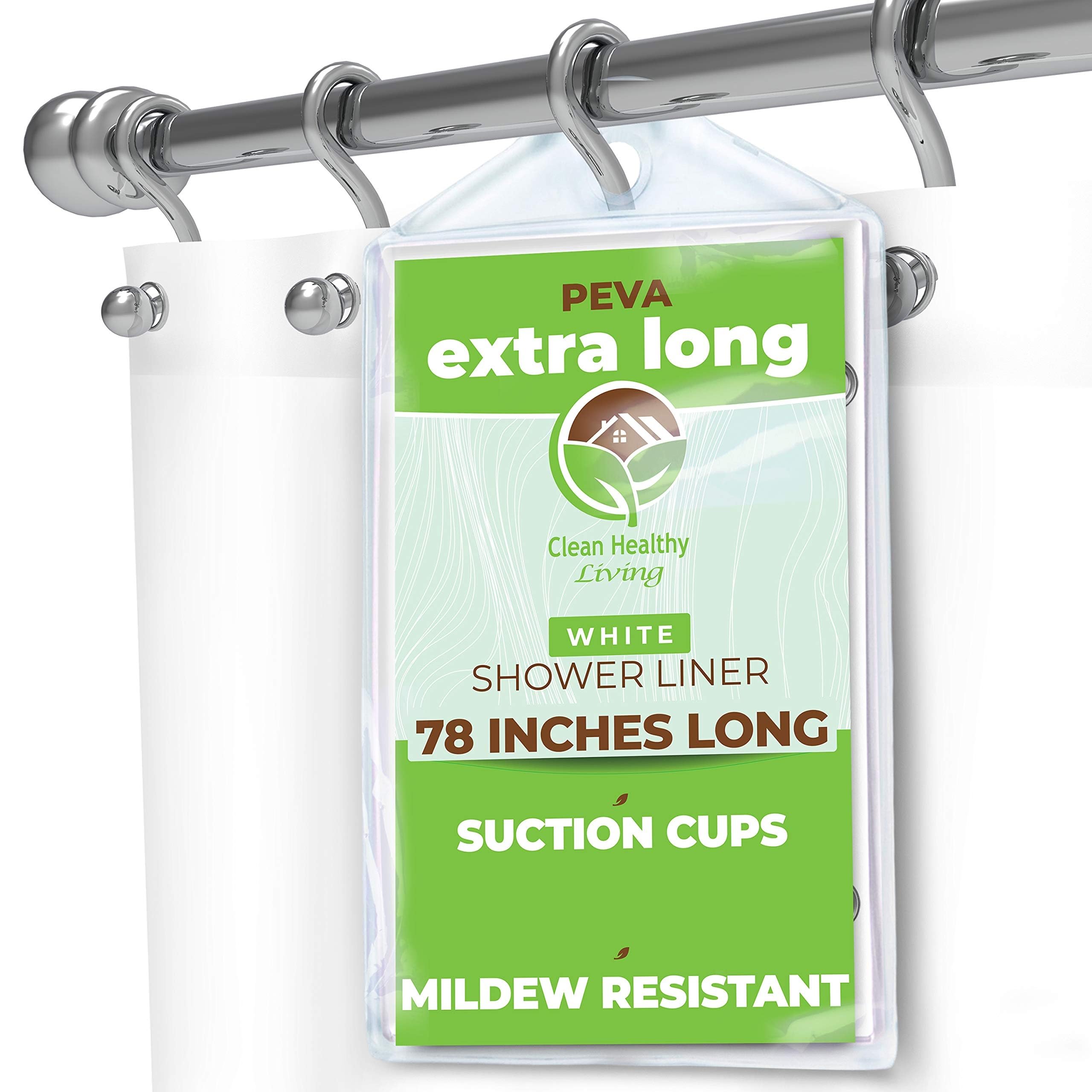 Jolof Store XL Heavy Duty PEVA Shower Curtain Liner with Suction Cups