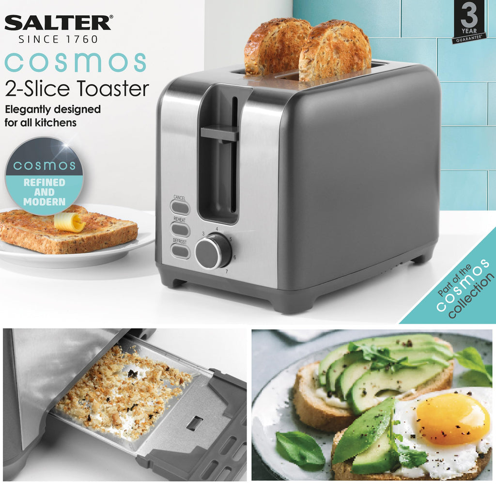 Salter Cosmos Kettle and Toaster Set – Grey 1.7L Fast Boil 2-Slice