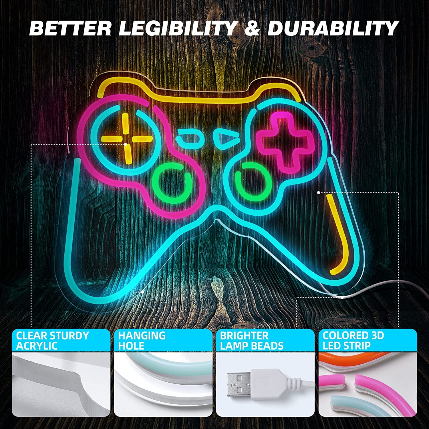 Eufrozy Gaming Neon Sign | Dimmable LED Wall Decor for Gamers & Bedrooms
