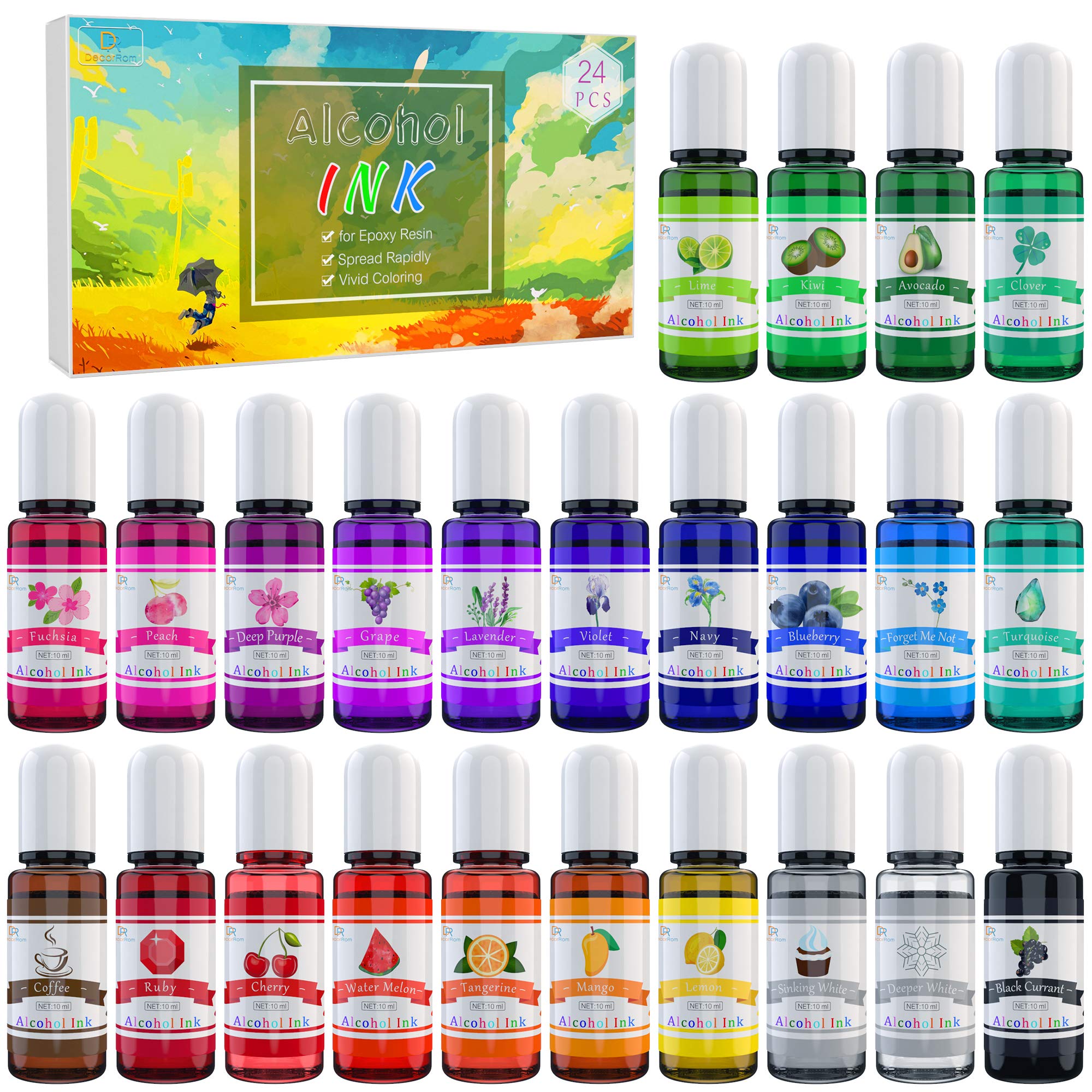 Alcohol Ink Set – 24 Vibrant Colours for Resin Art & Epoxy