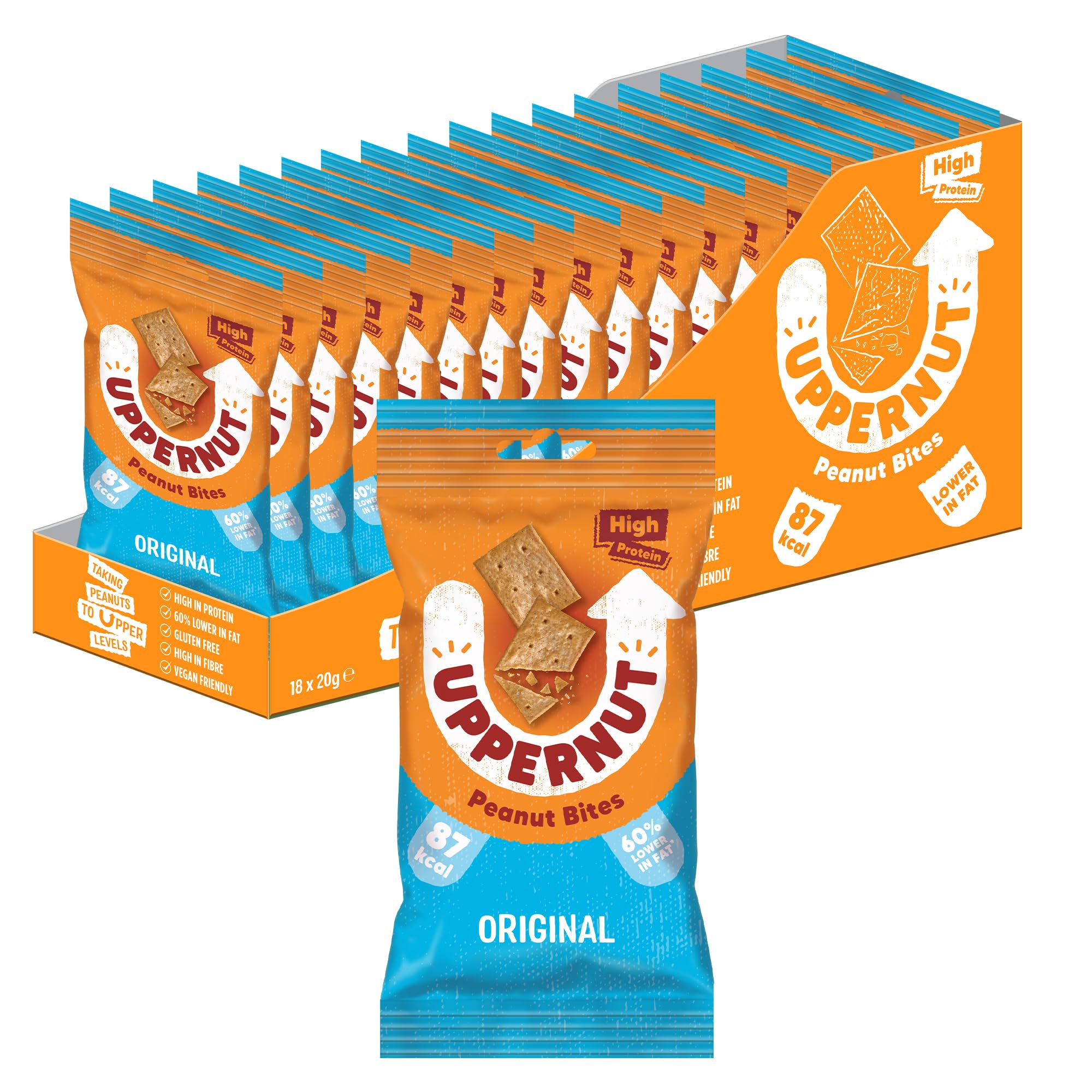 Uppernut Keto Peanut Bites – High Protein Vegan Crackers, 18 x 20g