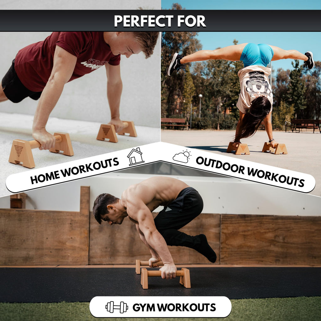 GORNATION Beech Wood Parallettes – Non-Slip Bars for Calisthenics & Fitness