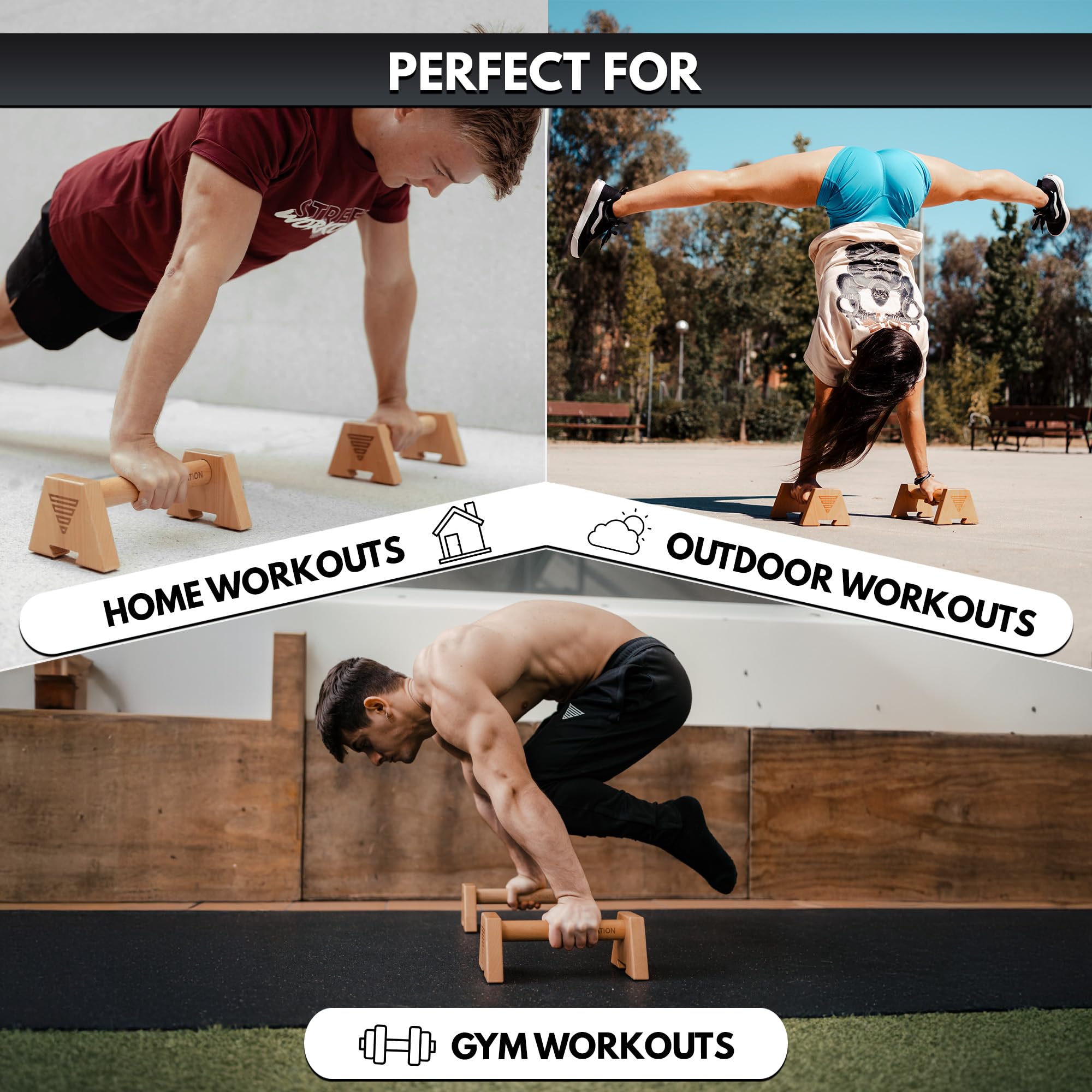 GORNATION Beech Wood Parallettes – Non-Slip Bars for Calisthenics & Fitness
