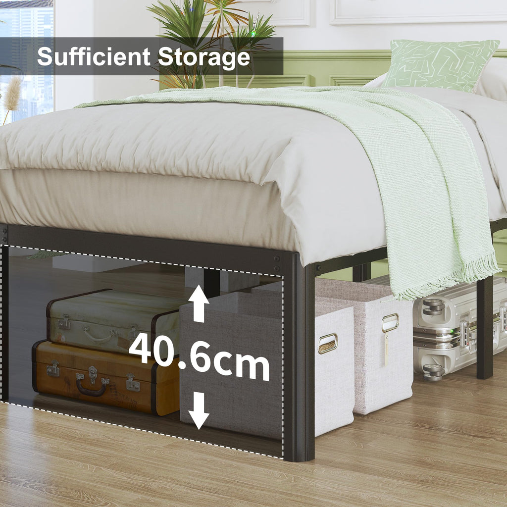 Lutown-Teen 2ft6 Small Single Metal Bed Frame – Heavy Duty 46cm High