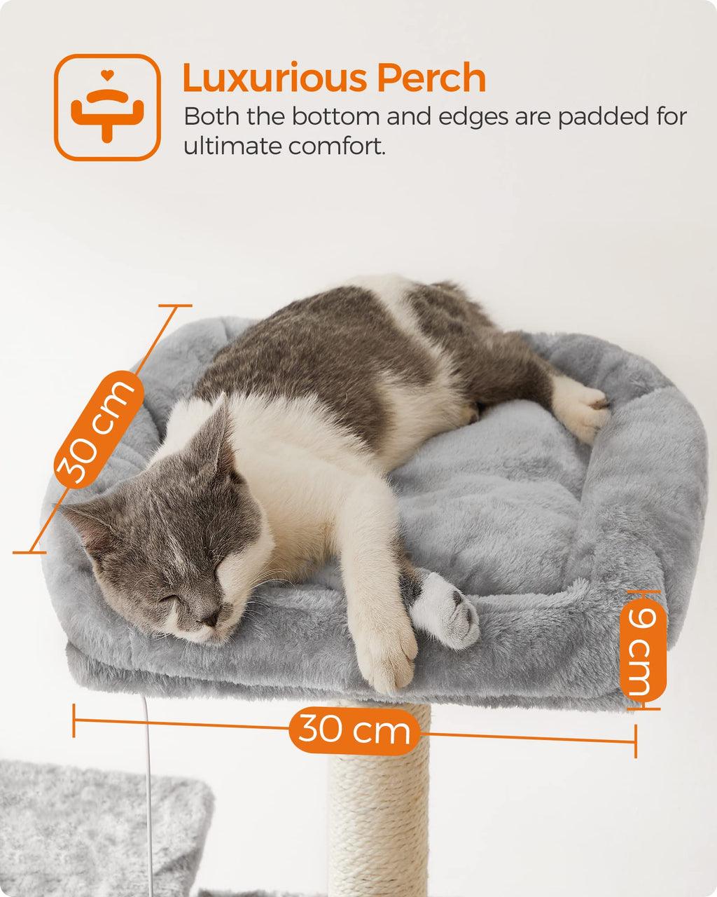 FEANDREA XXL Cat Tree Condo | 164 cm Multi-Level Tower - Light Grey