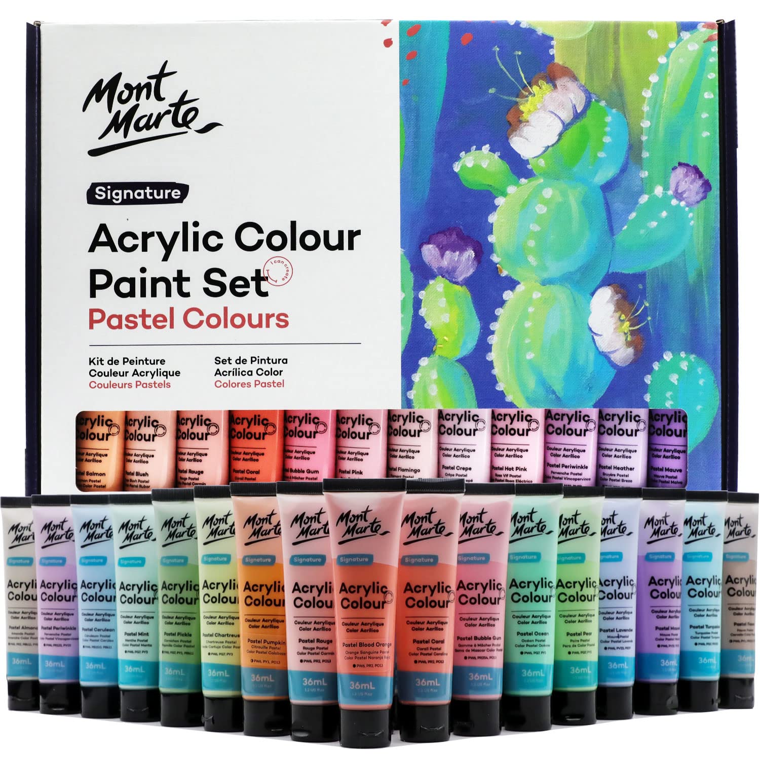 Mont Marte Acrylic Paint Set – 48 x 36ml Modern Pastel Art Colours