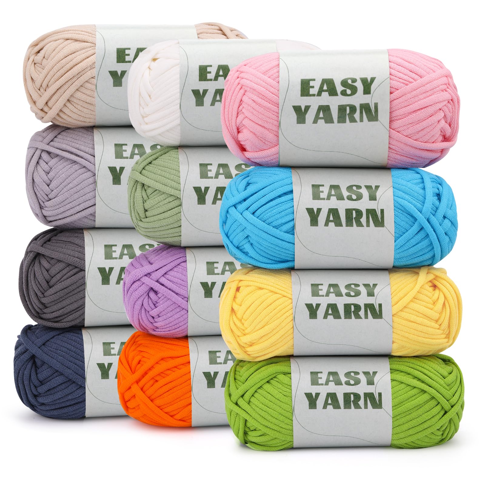 Chunky Cotton Crochet Yarn - 12x50g Beginner Kit with Markers