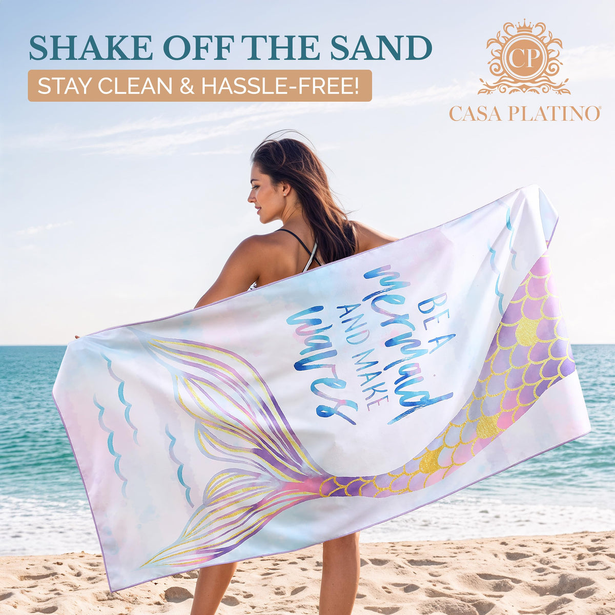 Casa Platino Extra Large Microfiber Beach Towels 2-Pack, 71"x32" – Quick-Dry, Sand-Free, Lightweight & Oversized