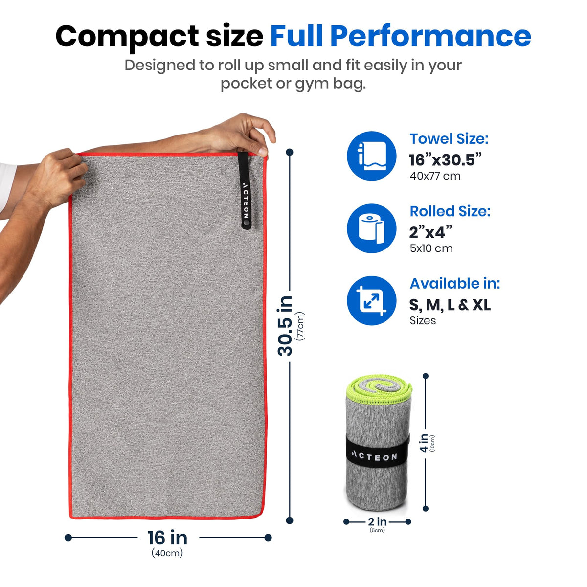 Acteon Microfiber Quick Dry Gym Towel, Silver ION Odor-Free Mega Absorbent Fiber 5-Pack, Fast Drying, Men & Women Small Workout Gear for Body Sweat - image 4