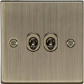 Jolof Store 2 Gang 2 Way Toggle Light Switch | Antique Brass Square Edge