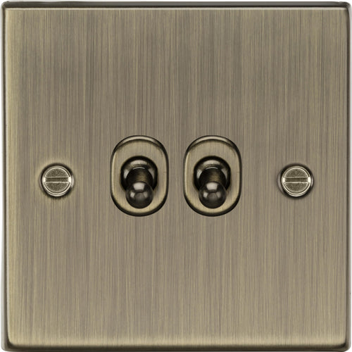 Jolof Store 2 Gang 2 Way Toggle Light Switch | Antique Brass Square Edge