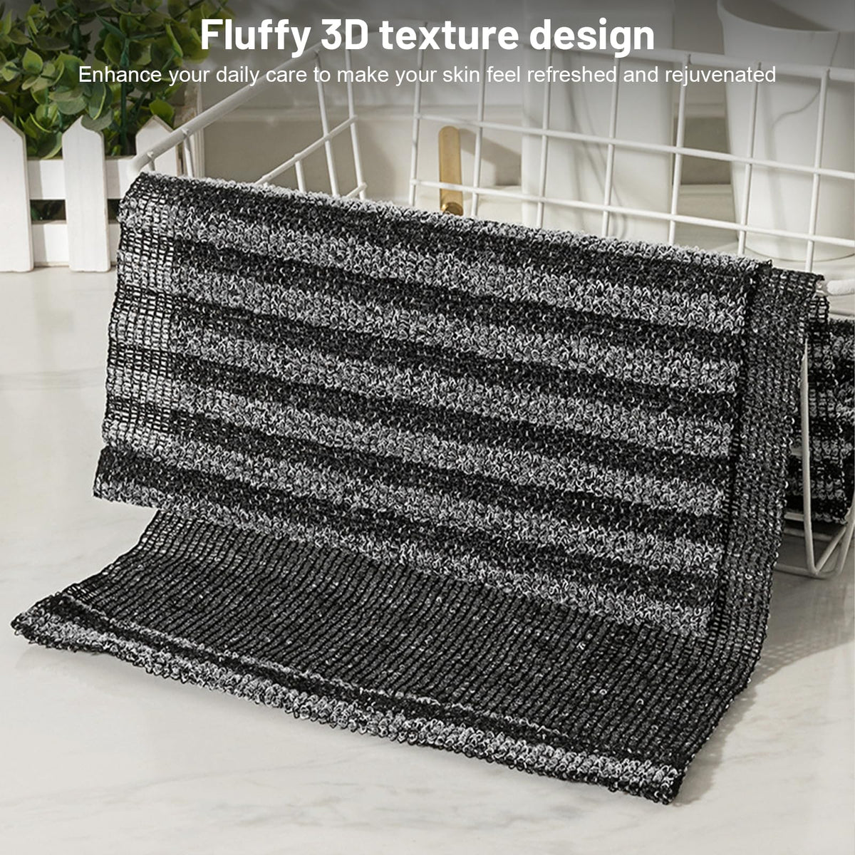 VLUVLA Exfoliating Antibacterial Shower Towel, Japanese Exfoliating Shower Towel, Back Exfoliator, Double-Sided Washcloth - image 5