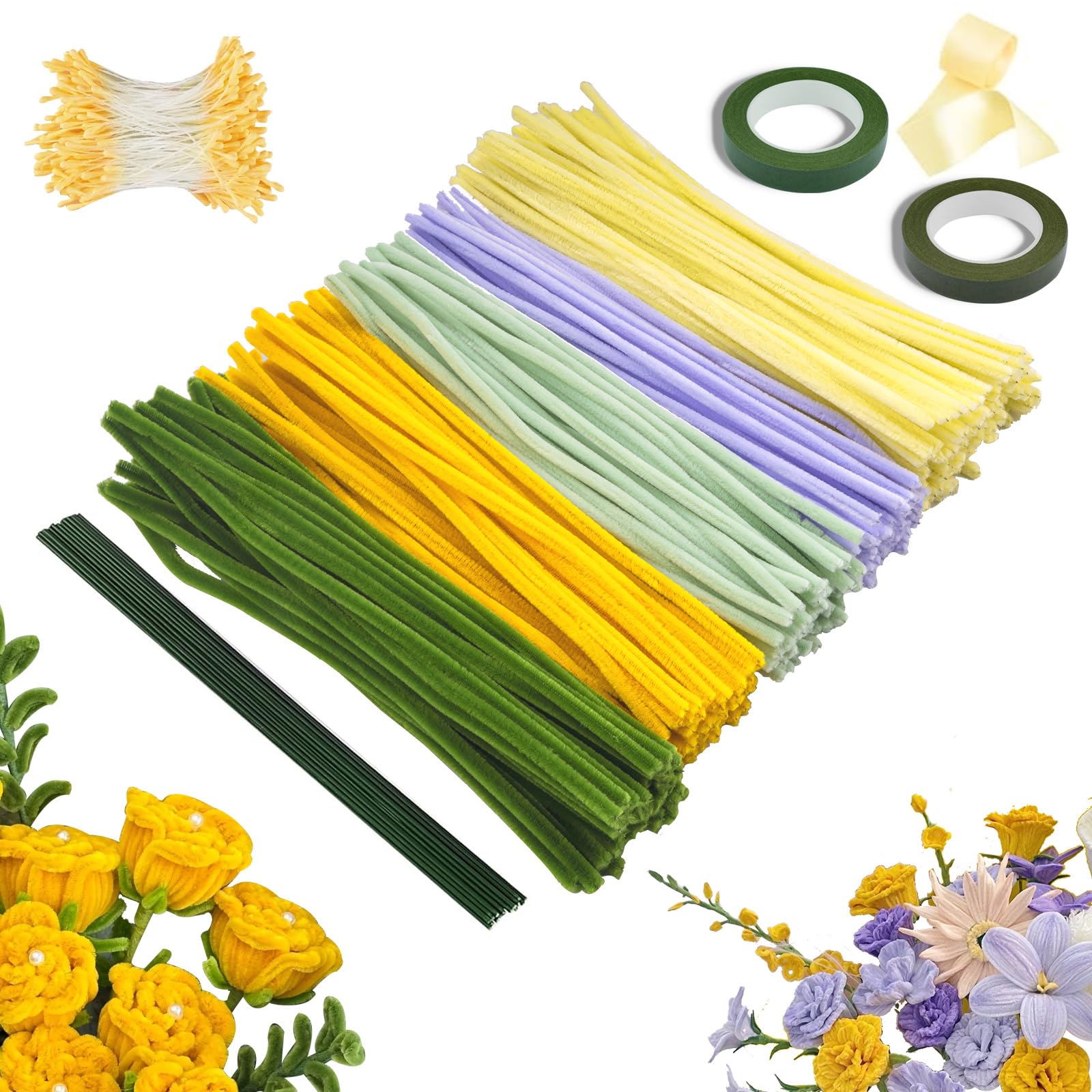 300PCS Pipe Cleaners Craft Kit – DIY Chenille Flower Stems