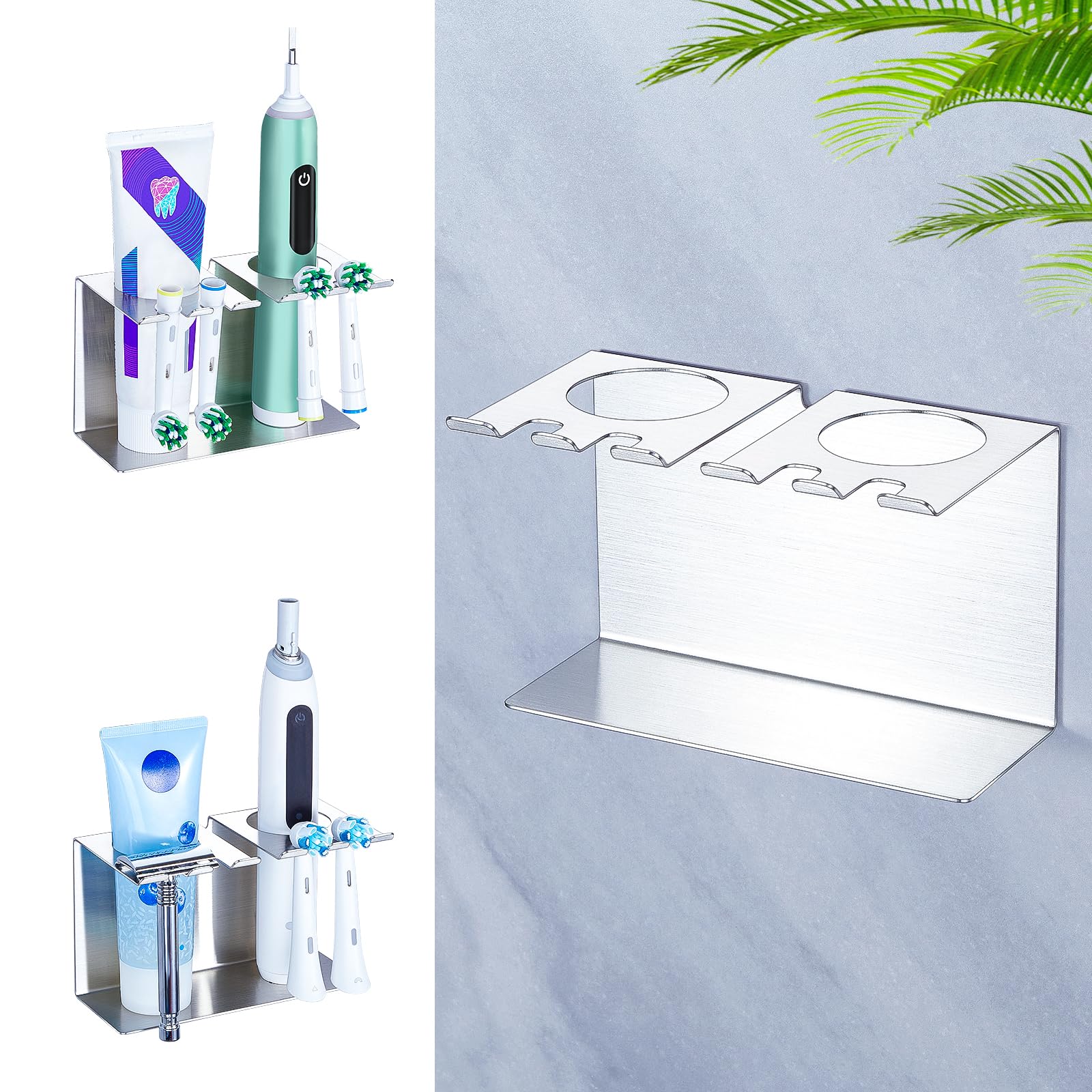 WAYASI Stainless Steel Electric Toothbrush Holder | Wall Mounted Organizer