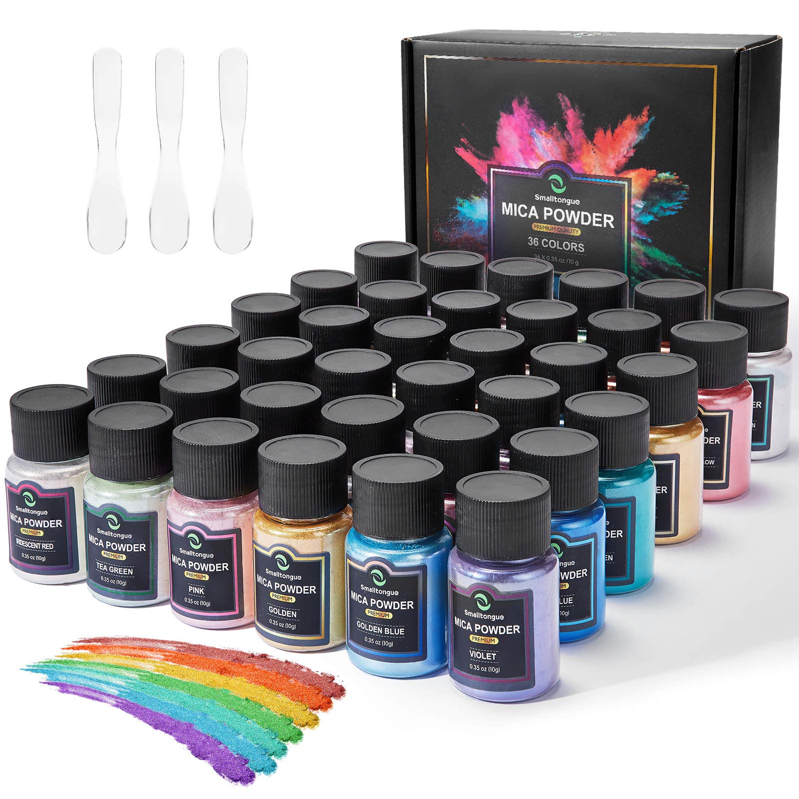 Smalltongue Mica Powder for Epoxy Resin - 36 Colors Metallic Pigment Set