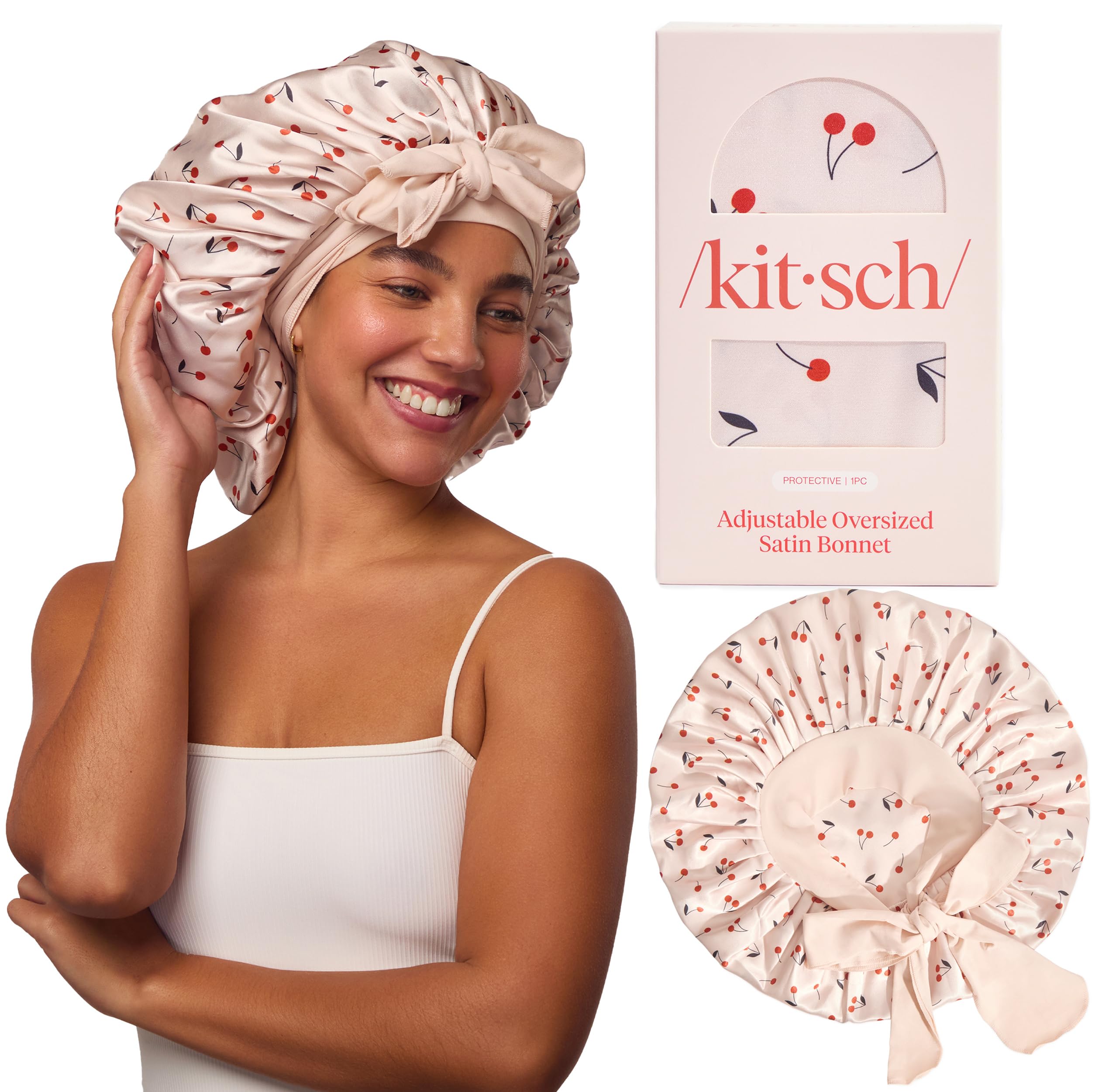 Kitsch XL Satin Bonnet for Sleeping – Adjustable Hair Wrap for Curly Hair