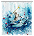 Funny Cat & Whale Shower Curtain | Waterproof Fabric 180x180cm