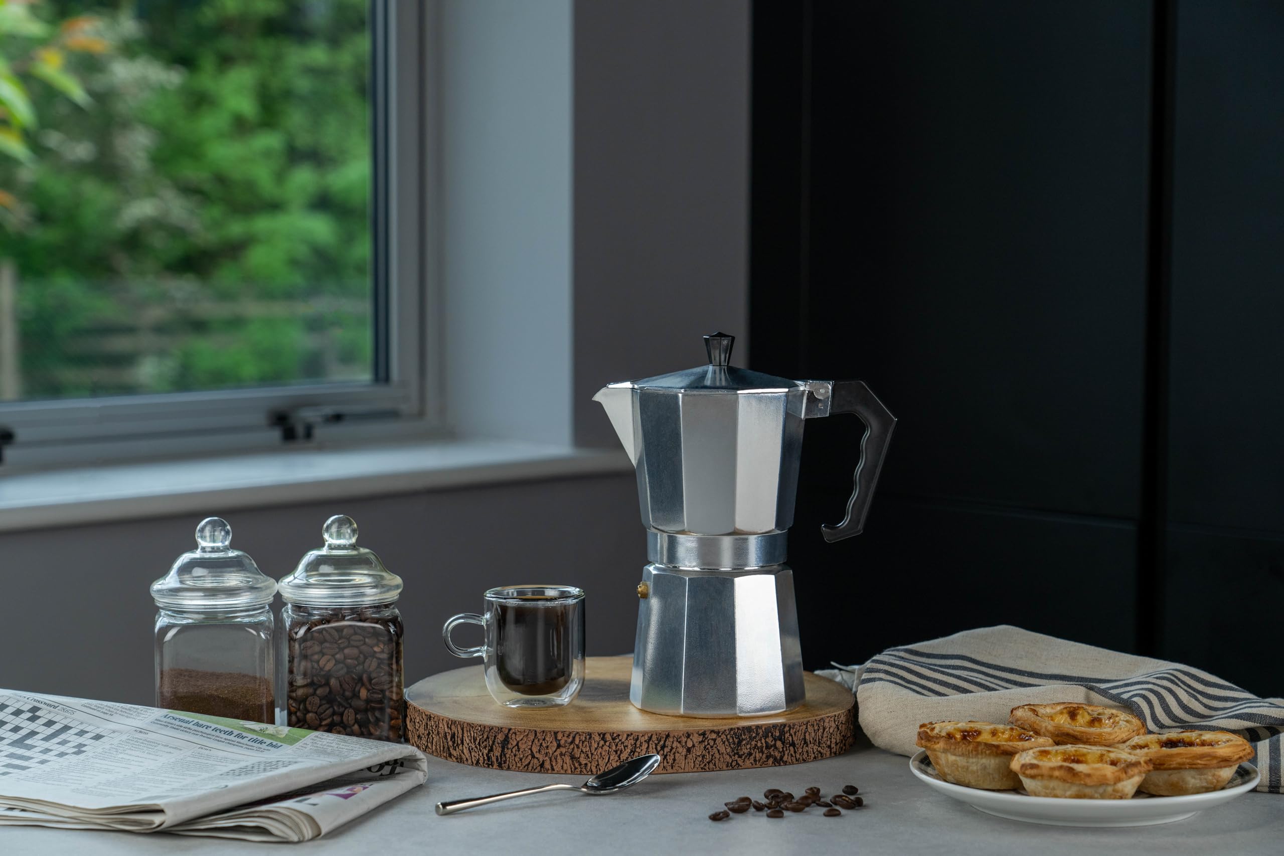 Grunwerg Italian Style Aluminium Moka Pot Espresso Maker - 9 Cup (360ml)