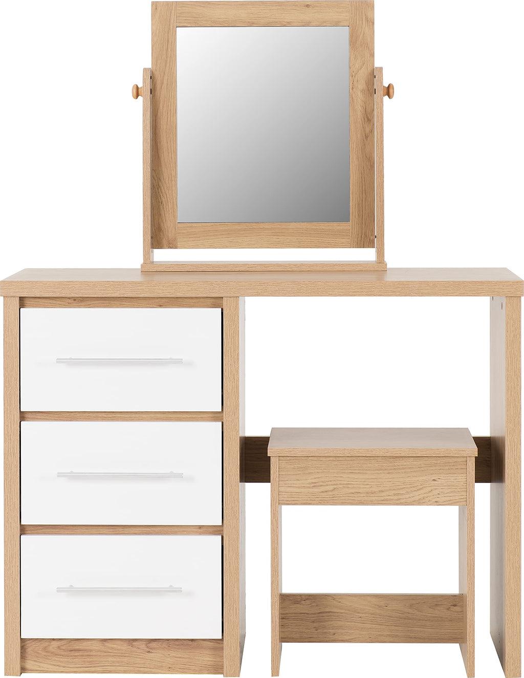 Seconique Seville Dressing Table Set in White Gloss/Light Oak Effect Veneer - image 4