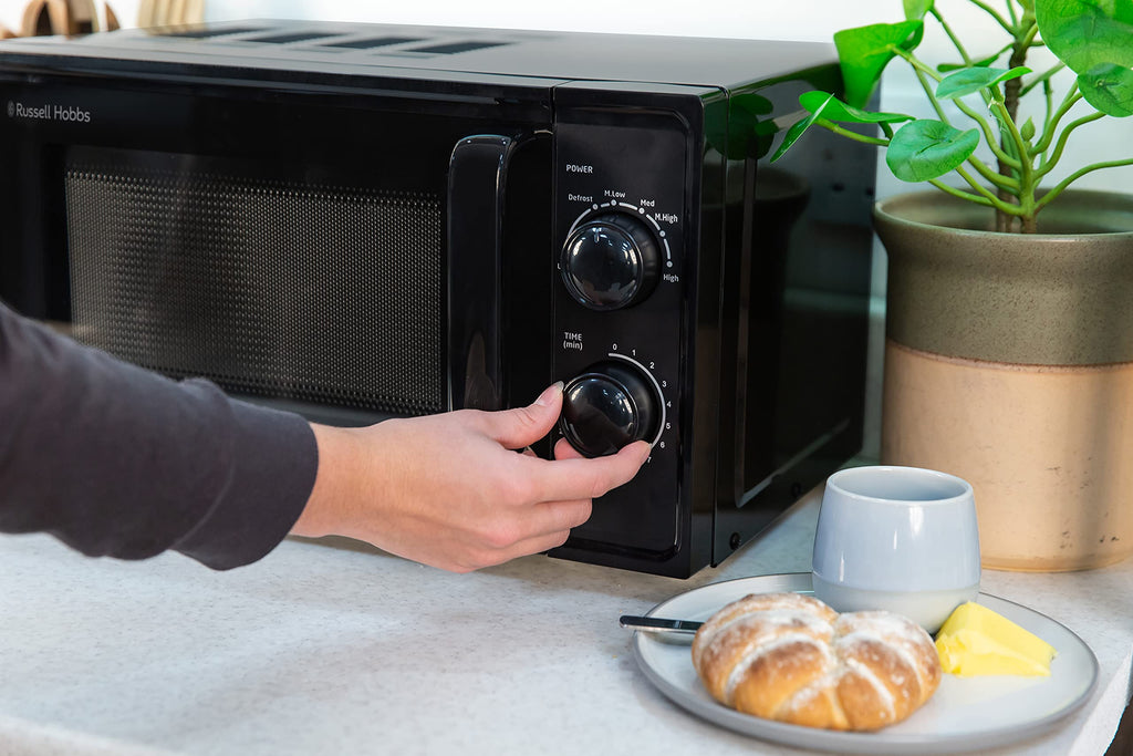 Russell Hobbs 17L Compact Microwave – 700W Manual Textures Design, Black