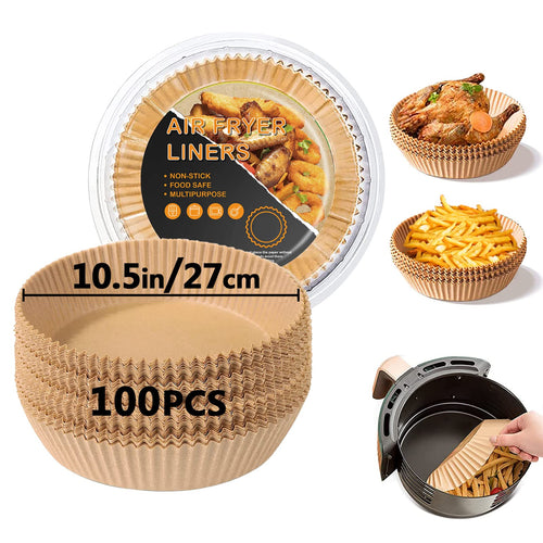 Jolof Store 10.5 Inch Air Fryer Liners – 100Pcs Disposable Parchment Paper