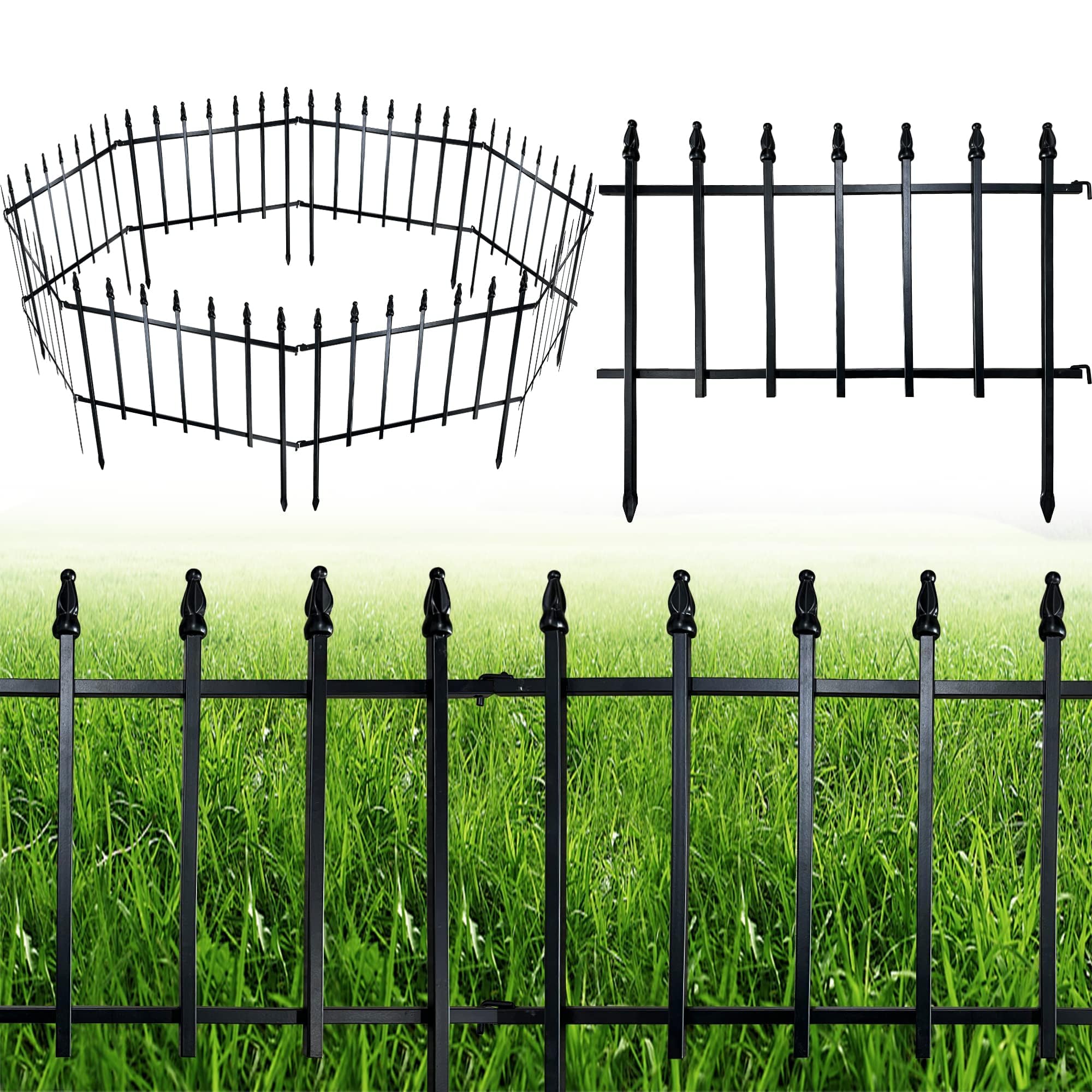 ARIFARO Metal Garden Fence – 5 Pack Rustproof Animal Barrier & Border